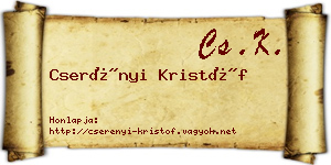 Cserényi Kristóf névjegykártya